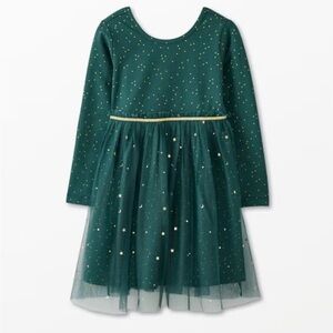 Hanna Andersson Shimmer Star Dress in soft Tulle Green and Gold Size 8 Girls